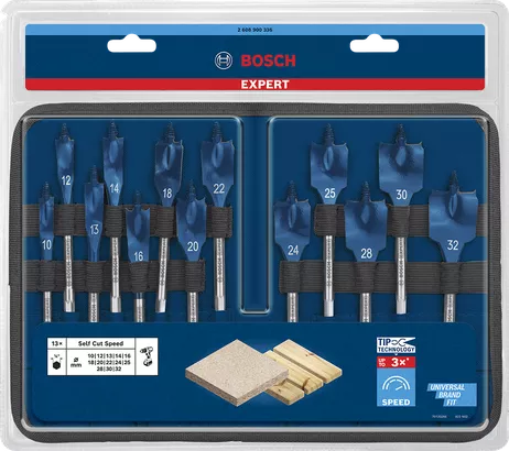 Bosch鏟形鑽頭套裝 13 件。