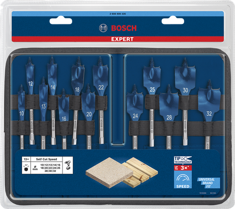 Bosch鏟形鑽頭套裝 13 件。
