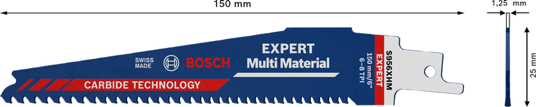 EXPERT ‘Multi Material’ S 956 XHM 軍刀鋸 1 件式 Bosch Multi Material 956 XHM 往復鋸片。.