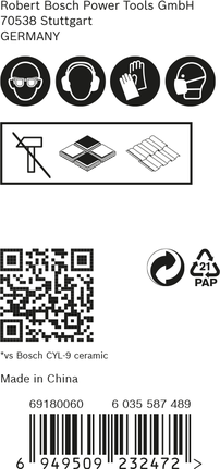Bosch硬陶瓷 HEX-9 鑽頭套裝，適用於磁磚。