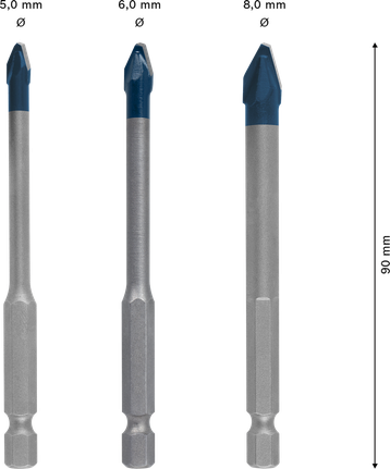 Bosch EXPERT 硬陶瓷 HEX-9 鑽頭套裝，3 件。