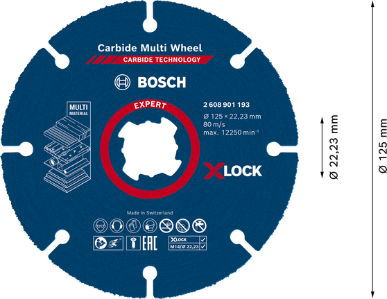 Bosch EXPERT 多材料硬質合金切割盤，X-Lock。