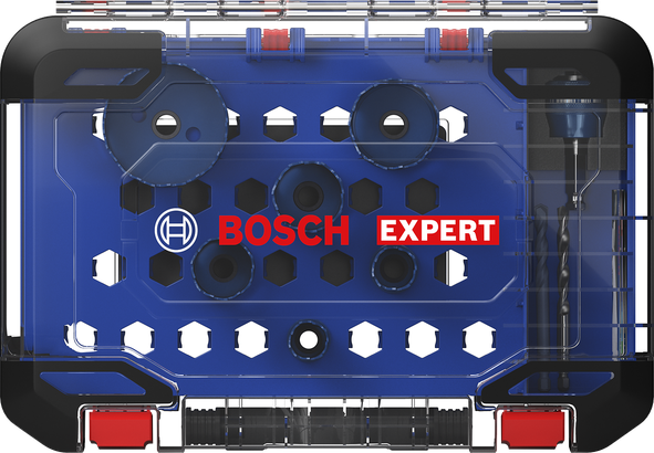 Bosch EXPERT 多材質孔鋸套裝 22–68 mm。