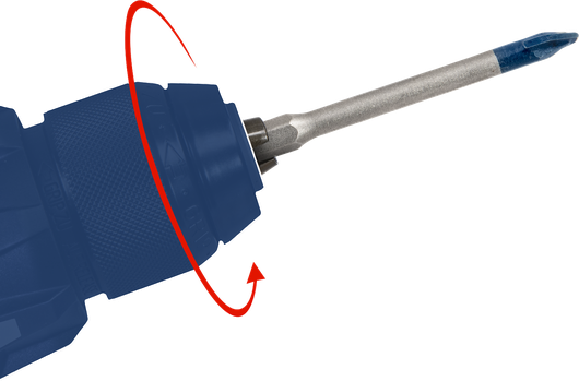 鑽夾頭旋轉以固定螺絲起子頭。.