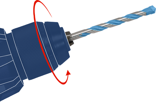 旋轉鑽夾頭使石工鑽頭旋轉以用於鑽孔應用。.