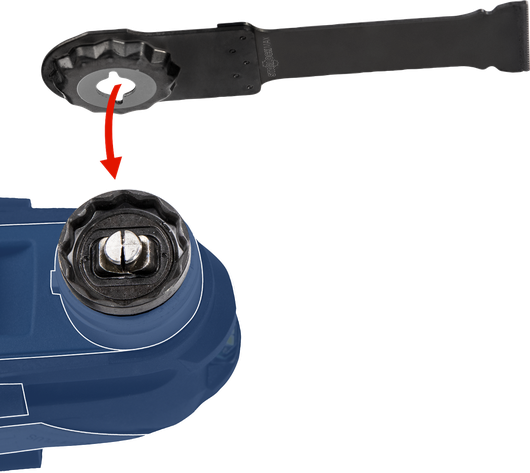 振動工具附件被定位以附接到工具頭上。.