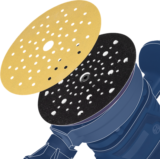 將砂磨盤對準圓形電動工具墊。.