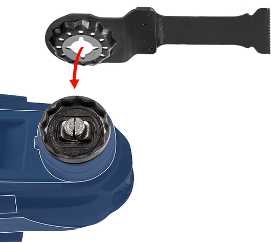 振動工具頭附件正在對準安裝。.