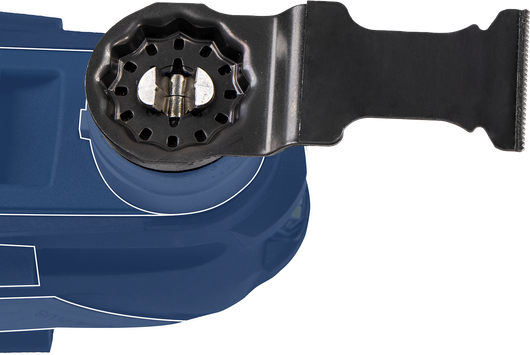 帶有切割刀片附件的振盪多功能工具。.