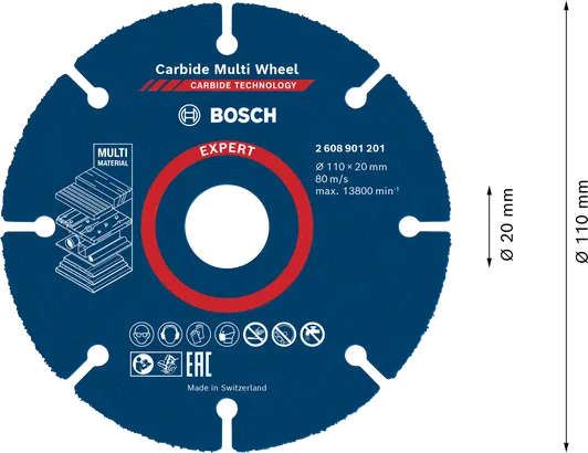 Bosch EXPERT 多材質硬質合金切割片，110 毫米。