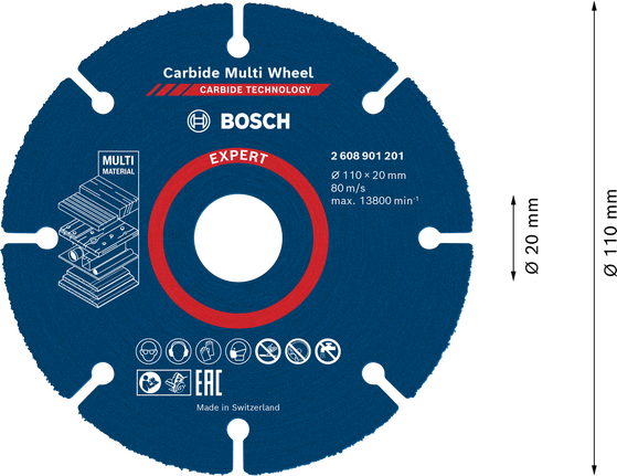 Bosch EXPERT 多材質硬質合金切割片，110 毫米。