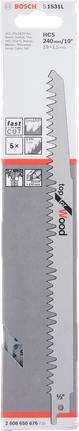 BoschS 1531L 木工鋸片，切割速度快。