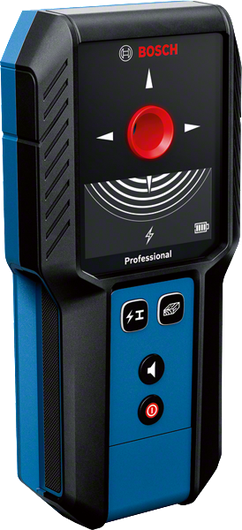 Bosch GMS 120-27 探測器可探測金屬和帶電電纜。.