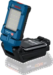 帶有 LED 面板的Bosch GLI 18V-800 無線工作燈。.