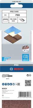 Bosch X440 砂帶 75x533mm G80 3條裝。