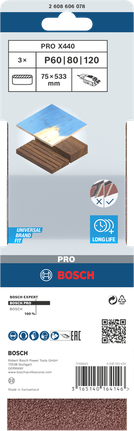 Bosch X440 砂帶 75x533mm G60 G80 3 件裝。
