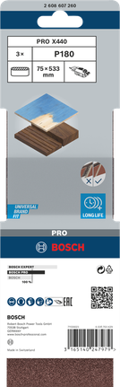 Bosch X440 砂帶 75x533mm G180 3 件裝。