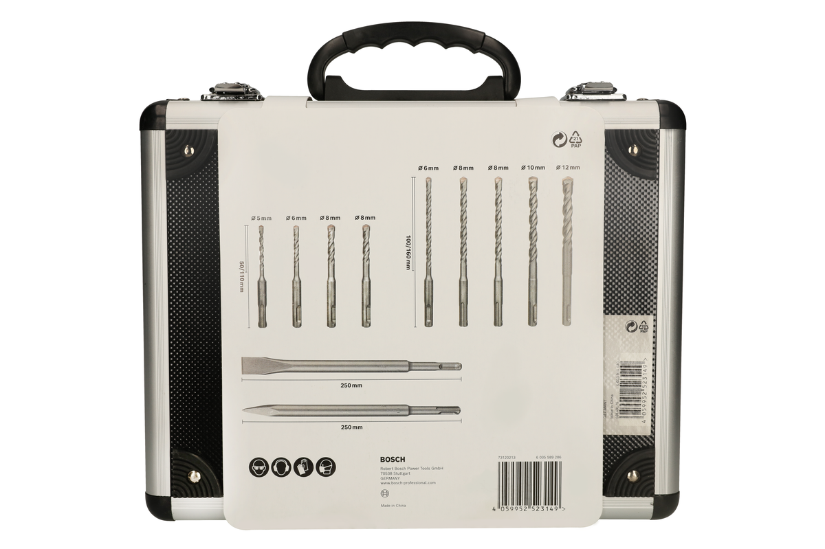 Bosch件組 SDS plus-3 衝擊鑽頭和鑿子套裝。