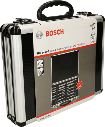 Bosch plus-3 11 件鎚鑽頭和鑿子套裝盒。.