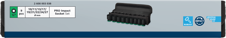 Bosch衝擊套筒組 1/2″ 9 件套.