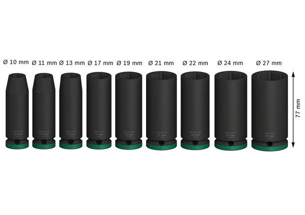 Bosch PRO 衝擊套筒組 1/2 英吋深 9 件。.