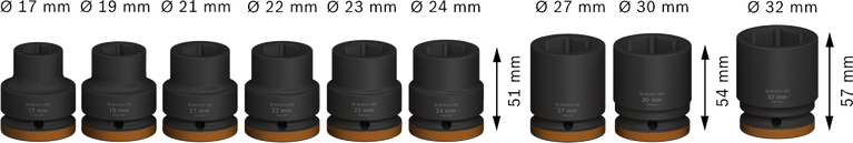 Bosch PRO 衝擊套筒套裝 3/4 英寸，9 件各種尺寸。.