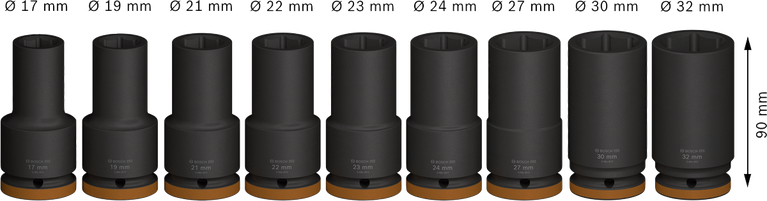 Bosch PRO 衝擊套筒組 3/4 英吋深 9 件。.