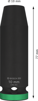 Bosch PRO 衝擊套筒 1/2 英吋 10 毫米深。