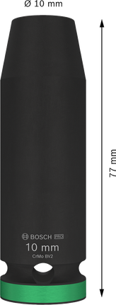 Bosch PRO 衝擊套筒 1/2 英吋 10 毫米深。.