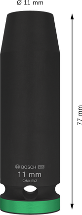 Bosch PRO 衝擊套筒 1/2"，深 11 毫米，長 77 毫米。.