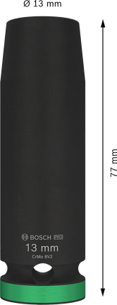 Bosch PRO 衝擊套筒 13 毫米深，1/2 英吋驅動。.