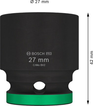 Bosch PRO 衝擊套筒 1/2" 27 毫米，適用於重型緊固。.
