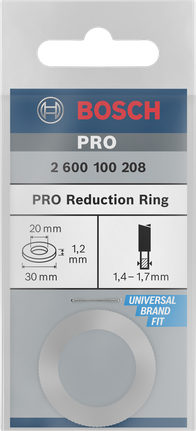 適用於 PRO 圓鋸片的減量環,30 x 1.2 x 20 mm Bosch PRO 減速環 30×1.2×20 毫米。.
