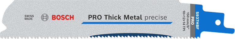 Bosch PRO 厚金屬精密 S937HBF 刀片採用 3x3 齒設計。.