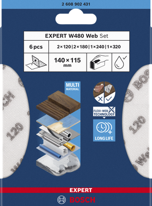 Bosch EXPERT W480 Web 砂紙套裝 140×115 mm。