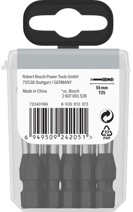 Bosch Torx 衝擊鑽頭 T25 55 mm 15 件.