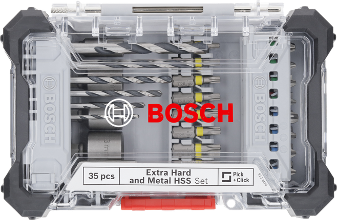 Bosch35 件超硬螺絲起子和 HSS 鑽頭套裝。.