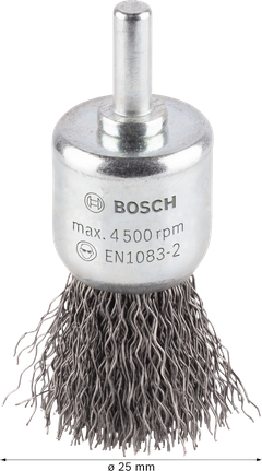 PRO Metal clean 端刷,直柄,25 x 0.3 mm Bosch PRO 金屬清潔端刷,25 毫米捲邊線。.