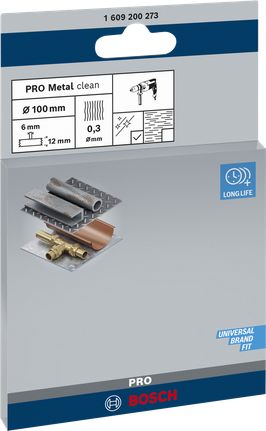 PRO Metal clean 鋼絲輪,直柄,100 x 0.3 mm Bosch Metal 清潔鋼絲輪 100 x 0.3 毫米.