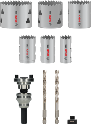 Bosch PRO 多材質孔鋸 Q-Lock 心軸套裝，10 件。.