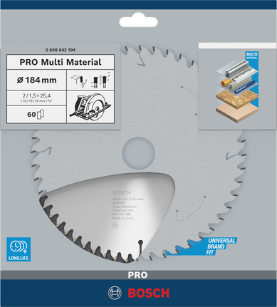 Bosch184 毫米多材質鋸片.