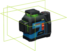 綠色光束的BoschGLL 12V-100-33 CG 雷射平整工具。.