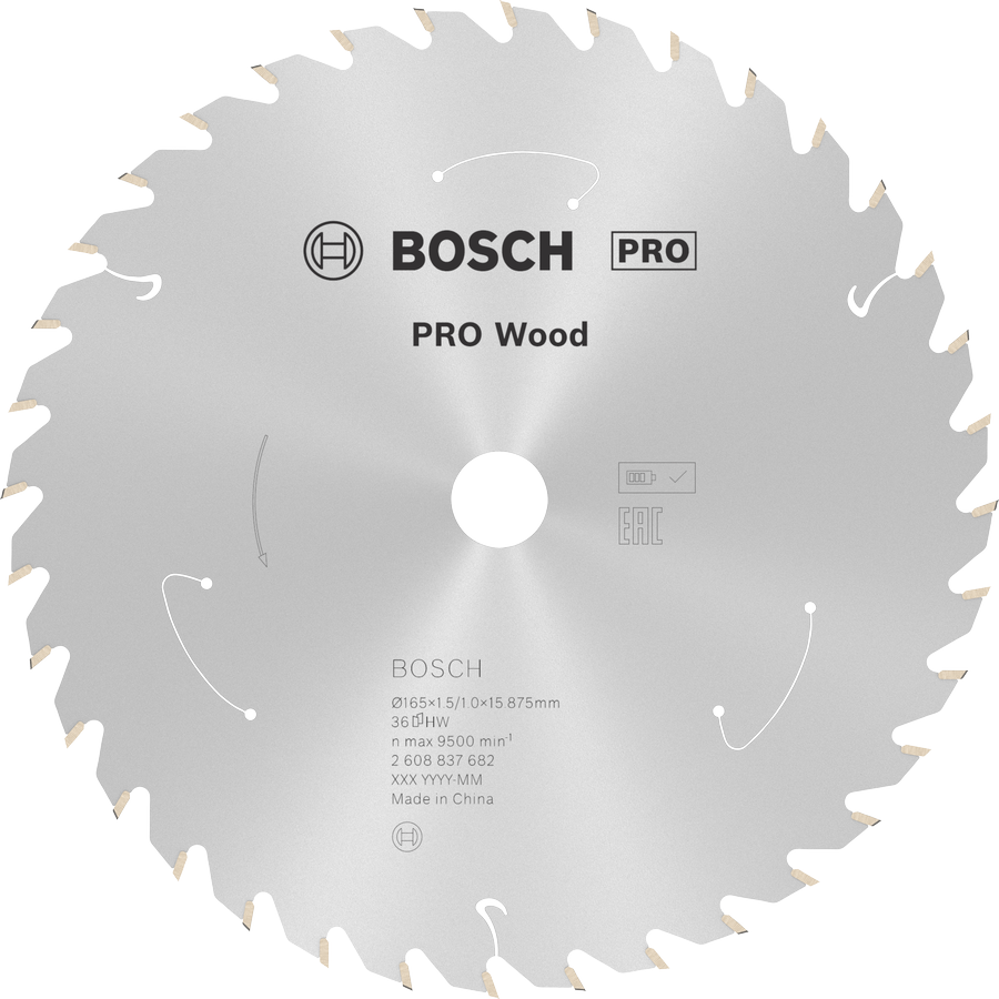 Bosch PRO Wood 無線圓鋸片 T36，165 mm。.