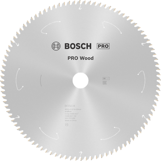 PRO Wood 專業款充電式木圓鋸片 Bosch PRO Wood 無線圓鋸片 T60 305mm。.