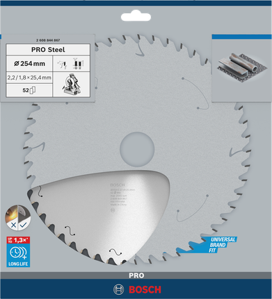 PRO Steel 鋼材圓鋸片,有線,254 x 2.2 x 25.4 mm,T52 Bosch鋼圓鋸片 254×2.2×25.4 mm T52。.