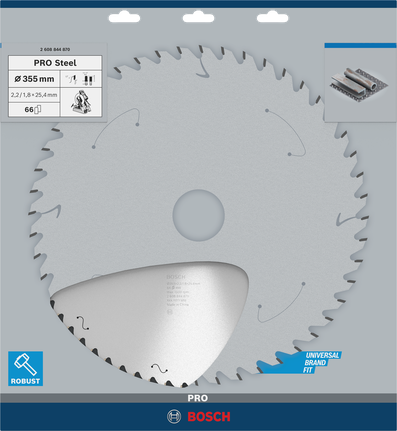 PRO Steel 鋼材圓鋸片,有線,355 x 2.2 x 25.4 mm,T66 Bosch PRO Steel 355 毫米圓鋸片 T66。.