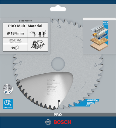 Bosch PRO Multi Material 184 毫米圓鋸片 T60。.