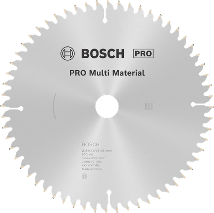 Bosch PRO 多材料圓鋸片 T60。.