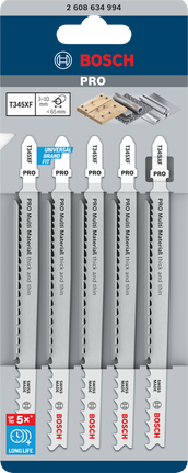 PRO Multi Material 厚薄通用款 T345XF 線鋸片,132 mm,5 件 Bosch T345XF 曲線鋸鋸條 132 mm 5 件.