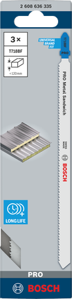 Bosch金屬夾心 T718BF 曲線鋸刀片 3×180 毫米.